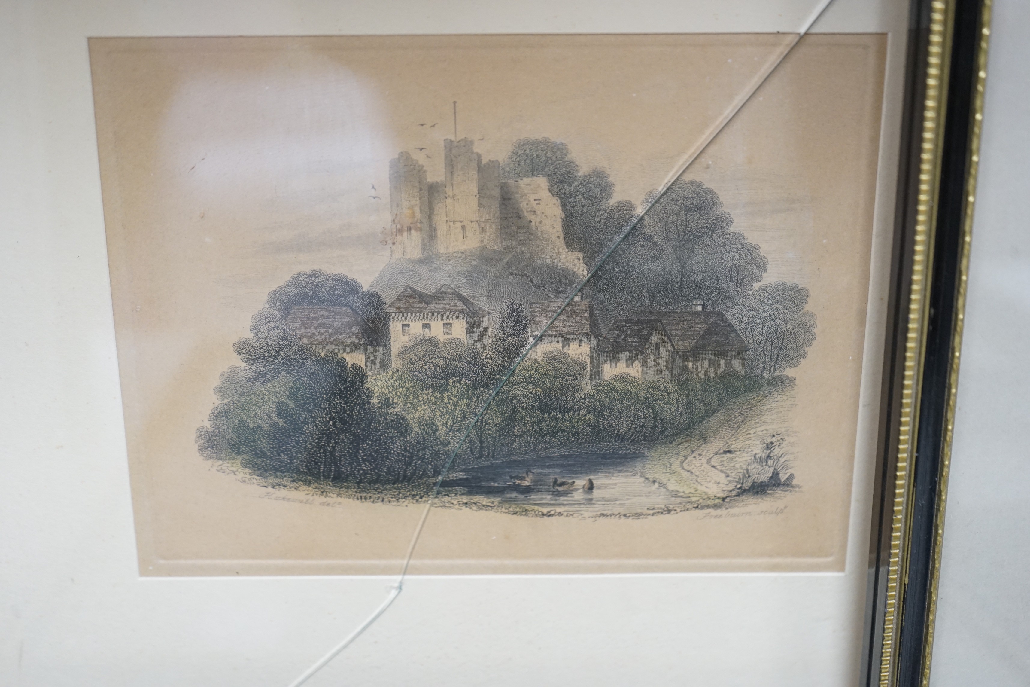 Six assorted 18th / 19th century coloured engraved views of Lewes and environs, largest 18 x 24.5cm